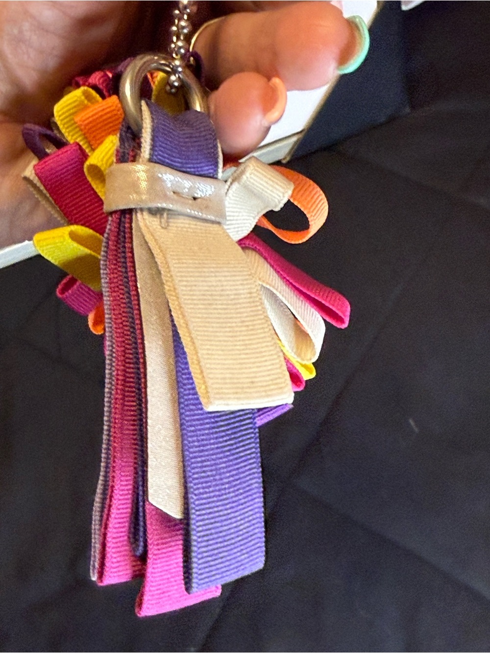 Coach Multicolor Ribbon Pom Pom Bag Charm & Tassel Keychain - Picture 8 of 13